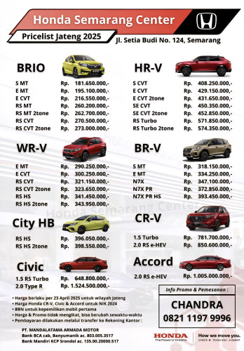 PRICELIST HONDA